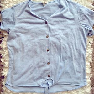 Weatherproof Vintage Ladies' Tie Front Top Light blue XXL